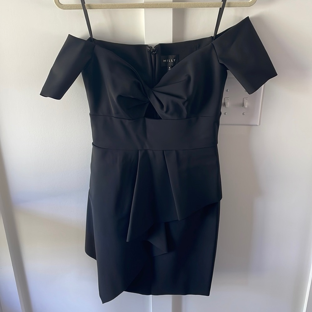 Milly black off the shoulder keyhole cocktail dress; size 6; worn twice
